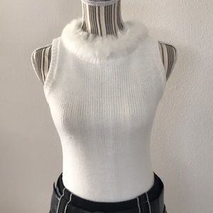 Firetrap Off White Sweater with Faux Fur Collar